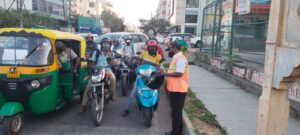 Today ORRCA Traffic Marshalls conducted an awareness drive in ORR for 2 wheelers to use ISI helmets only, follow all traffic rules, and practice road safety.