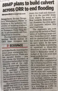 BBMP Plans to build culvert across ORR to end flooding